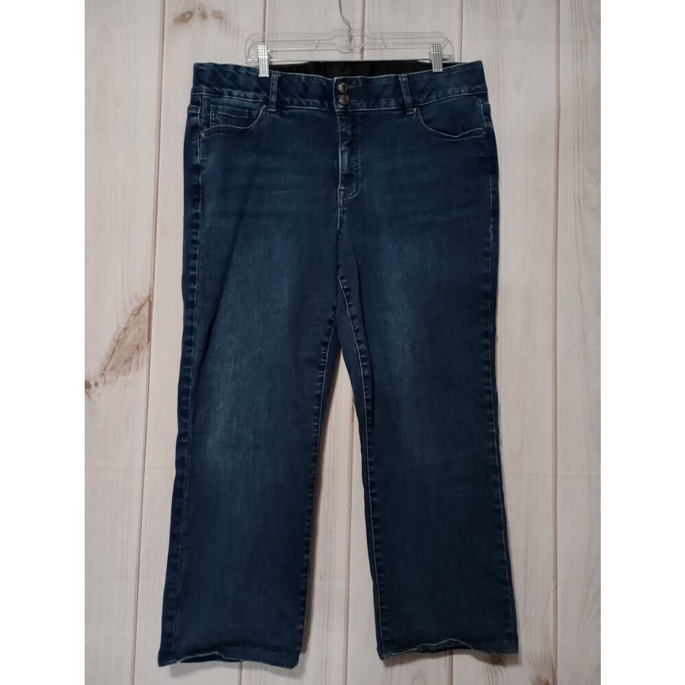 Lane Bryant Women 20R Dark Wash Straight Leg Jeans Double Button Denim Pants